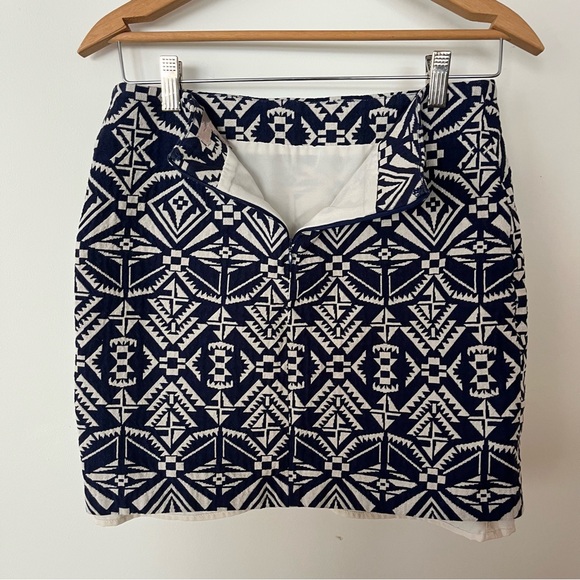 Love 21 Geometric Pattern Navy Blue and White Mini Pencil Skirt - Picture 3 of 6